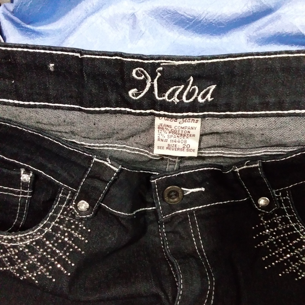 W38L18 Kaba Capri Jeans Size 20 Dark Blue - Picture 3 of 6
